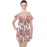 ugly christmas pig Ruffle Cut Out Chiffon Playsuit