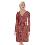 halloween hotel carpet Long Sleeve Velvet Front Wrap Dress