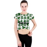 Lucky Clover Shamrock Crew Neck Crop Top