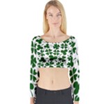 Lucky Clover Shamrock Long Sleeve Crop Top