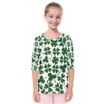 Lucky Clover Shamrock Kids  Quarter Sleeve Raglan Tee