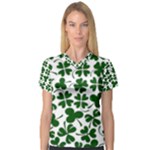 Lucky Clover Shamrock V-Neck Sport Mesh Tee