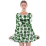 Lucky Clover Shamrock Long Sleeve Skater Dress