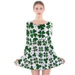 Lucky Clover Shamrock Long Sleeve Velvet Skater Dress