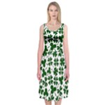 Lucky Clover Shamrock Midi Sleeveless Dress