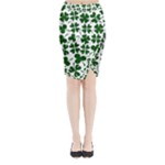 Lucky Clover Shamrock Midi Wrap Pencil Skirt