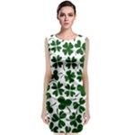 Lucky Clover Shamrock Sleeveless Velvet Midi Dress