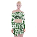 Lucky Clover Shamrock Off Shoulder Top with Mini Skirt Set