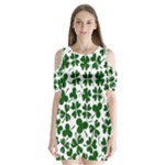 Lucky Clover Shamrock Shoulder Cutout Velvet One Piece