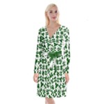 Lucky Clover Shamrock Long Sleeve Velvet Front Wrap Dress