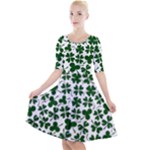 Lucky Clover Shamrock Quarter Sleeve A-Line Dress