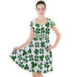 Lucky Clover Shamrock Cap Sleeve Midi Dress