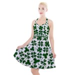 Lucky Clover Shamrock Halter Party Swing Dress 