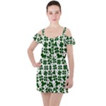 Lucky Clover Shamrock Ruffle Cut Out Chiffon Playsuit