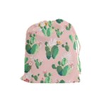 Pink Cactus flower Drawstring Pouch (Large)