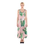 Pink Cactus flower Sleeveless Maxi Dress