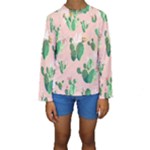 Pink Cactus flower Kids  Long Sleeve Swimwear