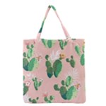 Pink Cactus flower Grocery Tote Bag