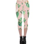 Pink Cactus flower Capri Leggings 