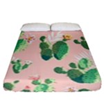 Pink Cactus flower Fitted Sheet (Queen Size)