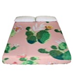 Pink Cactus flower Fitted Sheet (King Size)