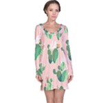 Pink Cactus flower Long Sleeve Nightdress