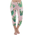 Pink Cactus flower Capri Winter Leggings 