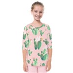 Pink Cactus flower Kids  Quarter Sleeve Raglan Tee