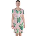 Pink Cactus flower Short Sleeve Nightdress