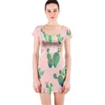 Pink Cactus flower Short Sleeve Bodycon Dress