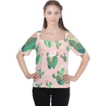 Pink Cactus flower Cutout Shoulder Tee