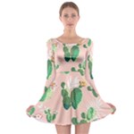 Pink Cactus flower Long Sleeve Skater Dress