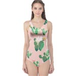 Pink Cactus flower One Piece Swimsuit