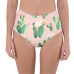 Pink Cactus flower Reversible High-Waist Bikini Bottoms