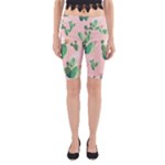 Pink Cactus flower Yoga Cropped Leggings