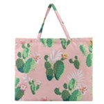 Pink Cactus flower Zipper Large Tote Bag