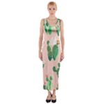 Pink Cactus flower Fitted Maxi Dress