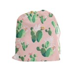 Pink Cactus flower Drawstring Pouch (XL)