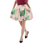 Pink Cactus flower A-Line Pocket Skirt