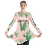 Pink Cactus flower Long Sleeve Tunic 