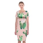 Pink Cactus flower Classic Short Sleeve Midi Dress