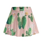 Pink Cactus flower Mini Flare Skirt