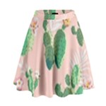 Pink Cactus flower High Waist Skirt