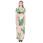 Pink Cactus flower Short Sleeve Maxi Dress