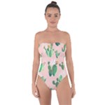 Pink Cactus flower Tie Back One Piece Swimsuit