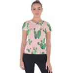 Pink Cactus flower Short Sleeve Sports Top 