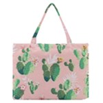 Pink Cactus flower Zipper Medium Tote Bag