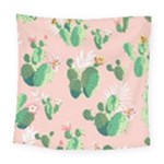 Pink Cactus flower Square Tapestry (Large)