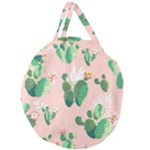 Pink Cactus flower Giant Round Zipper Tote