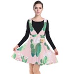 Pink Cactus flower Plunge Pinafore Dress